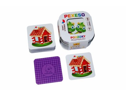 Pexeso Pohádky 64 karet společenská hra v plechové krabičce 6,5x6,5x4cm 9ks v boxu