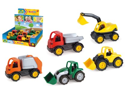 Auto Workies plast 12-14cm 5 druhů 10ks v boxu 18m+