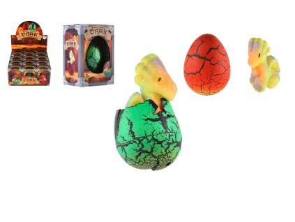 Vejce líhnoucí a rostoucí drak plast 5,5x4,5cm 2 barvy v krabičce 8x11cm 12 ks v boxu