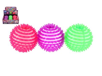 Míček masážní antistresový guma 8cm na baterie se světlem 6ks v boxu