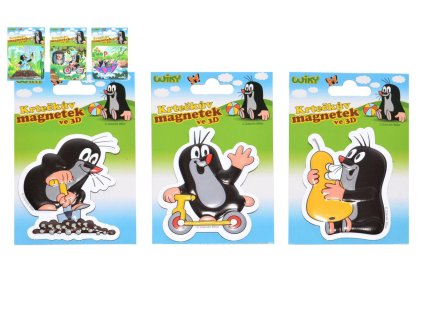Magnet 3D Krtek plast 7,5cm 3 druhy v sáčku 8x11,5cm