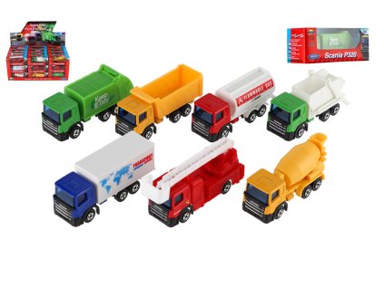 Auto nákladní Welly Scania kov/plast 7,5cm 6 druhů v krabičce 10,5x4x4cm 36ks v boxu