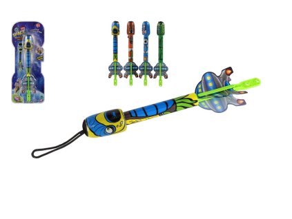 Šipka vystřelovací se zvukem plast 25cm 4 barvy na kartě 13x31,5x4cm