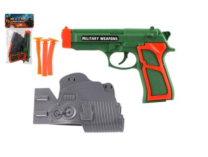 Pistole + 3 náboje s přísavkami plast 19x13cm s pouzdrem v sáčku