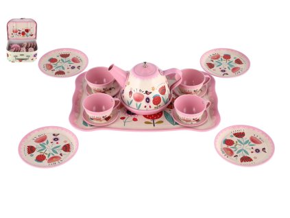 Čajová sada nádobí plech v kufříku 26x19x10,5cm