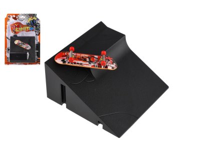 Skateboard prstový šroubovací s rampou plast mix druhů na kartě 20x29x7cm
