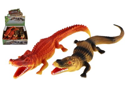 Krokodýl plast 28cm 2 barvy 12ks v boxu