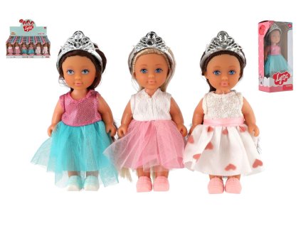 Panenka princezna plast 12cm pevné tělo 3 druhy v krabičce 7x15x5cm 24ks v boxu