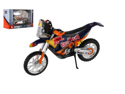Motorka Bburago Red Bull KTM Rally Dakar 2019 kov/plast 12cm na volný chod v krabičce 17x11cm