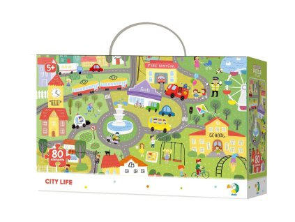 Puzzle "Hledání předmětů" město 45x31cm 80dílků v krabici 25x16x6cm