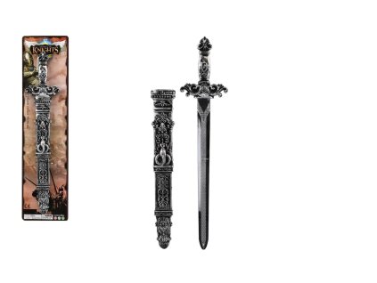 Meč rytířský s pouzdrem plast 50cm na kartě 14,5x58cm