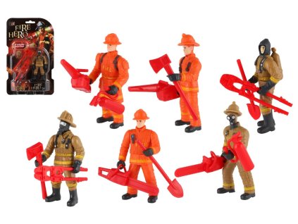 Figurka hasič plast 10cm s doplňky mix druhů na kartě 15,5x25,5x4cm