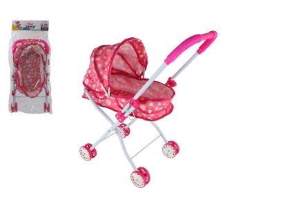 Kočárek pro panenky hluboký látkový v sáčku 26x63x10cm