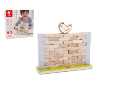 Skládanka stavebnice cihlová zeď dřevo 44ks v krabici 26x24,5x4cm