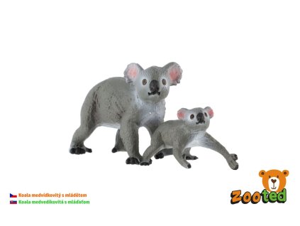 Koala medvídkovitý 2ks samice s mládětem zooted plast 4-6cm