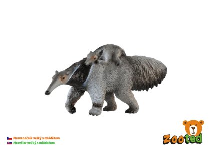 Mravenečník velký samice s mládětem zooted plast 16cm