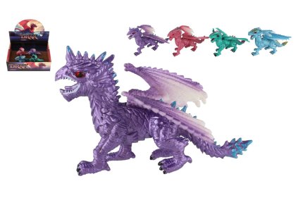 Drak figurka plast 10cm 4 druhy 12ks v boxu