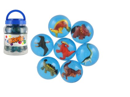Míček/hopík s dinosaurem 4cm mix druhů 32ks v dóze