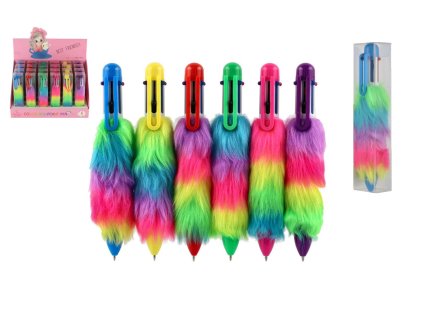 Propiska/pero plyšová 6 barev plast 14cm 6 barev v plastové krabičce 24ks v boxu