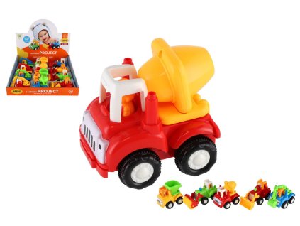 Auto stavební plast 10-12cm na setrvačník mix druhů 12ks v boxu