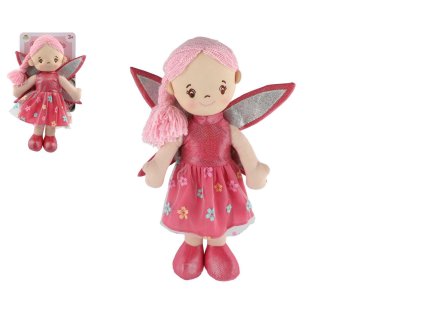 Panenka víla Pivoňka hadrová/látková 40 cm na kartě v sáčku