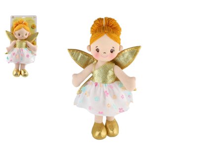 Panenka víla Pampeliška hadrová/látková 40 cm na kartě v sáčku