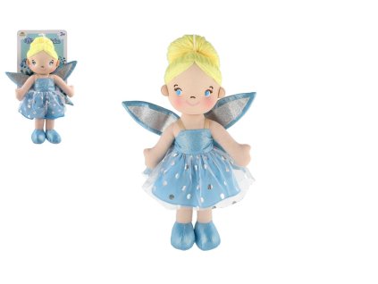 Panenka víla Pomněnka hadrová/látková 40 cm na kartě v sáčku