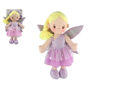 Panenka víla Fialka hadrová/látková 40 cm na kartě v sáčku