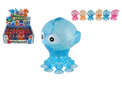 Zvířátko mořské antistresové mačkací s přísavkami silikon 9x6cm 3 barvy 12ks v boxu
