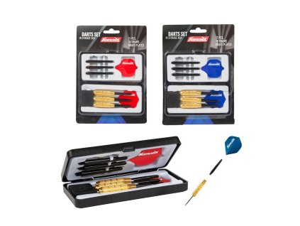 Házecí šipky s pouzdrem hrot kov 3ks 2 barvy na kartě 14x20cm