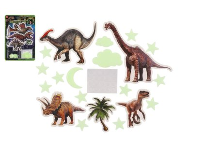 Dinosauři na zeď/strop svítící ve tmě papír/plast 2 druhy na kartě