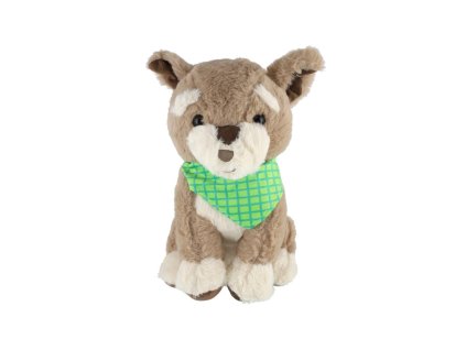 Pes/Pejsek sedící se šátkem plyš 26cm v sáčku 0+