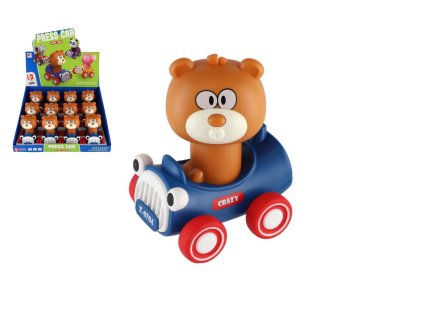 Medvěd/Medvídek Zmáčkni a jeď plast 9x11cm na setrvačník 12 ks v boxu