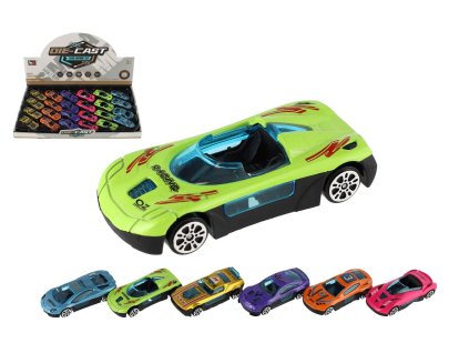 Auto závodní mini kov/plast 7cm na volný chod 6 barev 24ks v boxu