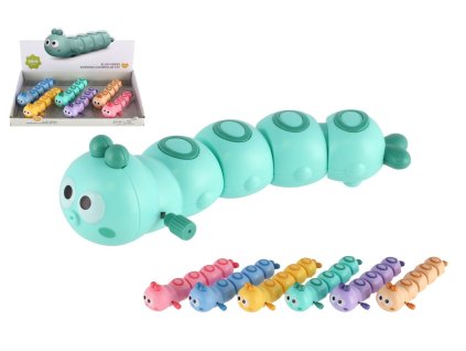 Červík/housenka vrtící plast 15cm na klíček 6 barev 6ks v boxu