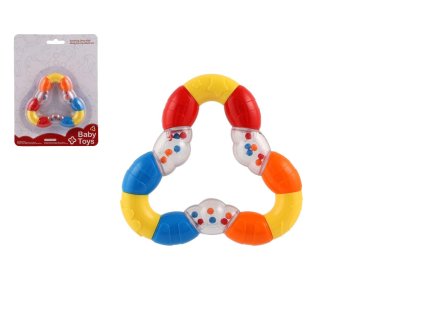 Chrastítko/kousátko trojúhelník flexibilní plast 10x10cm na kartě 0m+