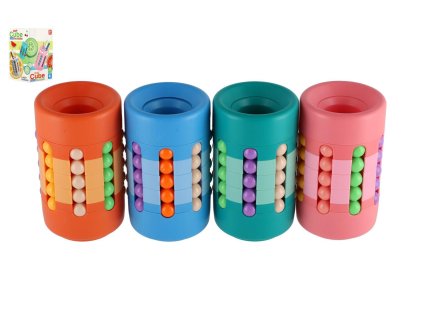 Hlavolam věž/Stojánek na tužky plast 10cm 4 barvy v krabičce 7x11x6,5cm