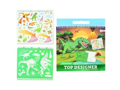 Blok se šablonami s nálepkami dinosaurus 26x29cm