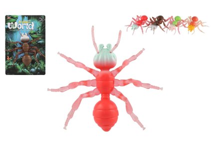 Mravenec antistresový pevné tělo plast/silikon 19x18cm 4 barvy na kartě