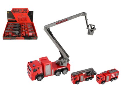 Auto hasiči plast 14cm na zpětné natažení 2 druhy 8ks v boxu