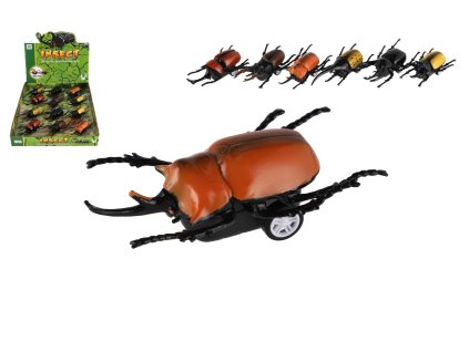 Brouk plast 10cm na zpětné natažení mix druhů v 12ks v boxu