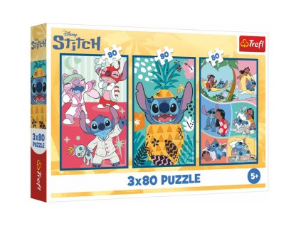Puzzle 3x80 Lilo&Stitch - Stitchův svět 18x27,5cm v krabici 29x19x4cm