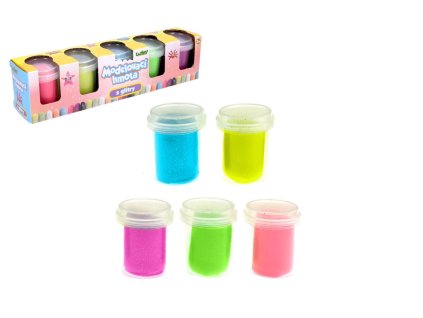 Plastelína/modelína s glitry 5x56g v kelímku v krabičce 27x7x6cm