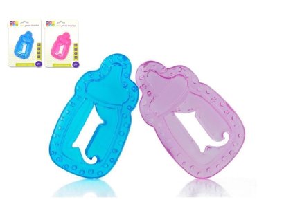 Kousátko chladící lahvička plast 11cm asst 2 barvy na kartě