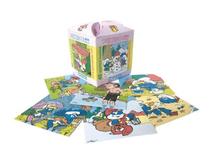 Pexeso Šmoulové MAXI papírové společenská hra 40 velkých kartiček v krabičce 8x9,5x8cm