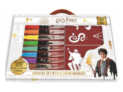 Kreativní sada fixy foukací 10ks se šablonami Harry Potter v krabici 38x28cm