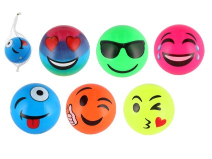 Míč Smajlík 11cm nafouknutý 6 druhů v síťce