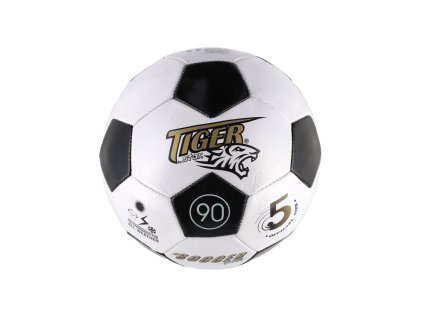 Míč fotbalový šitý kůže 23cm vel. 5 černo-bílý v sáčku