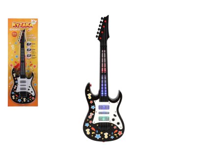 Kytara plast 53cm s popruhem na baterie se zvukem se světlem na kartě