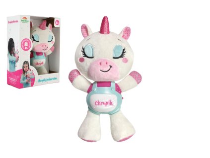 Jednorožec Chrupík usínáček plyš/plast na baterie se zvukem se světlem v krabici 22x30x10,5cm 6m+
